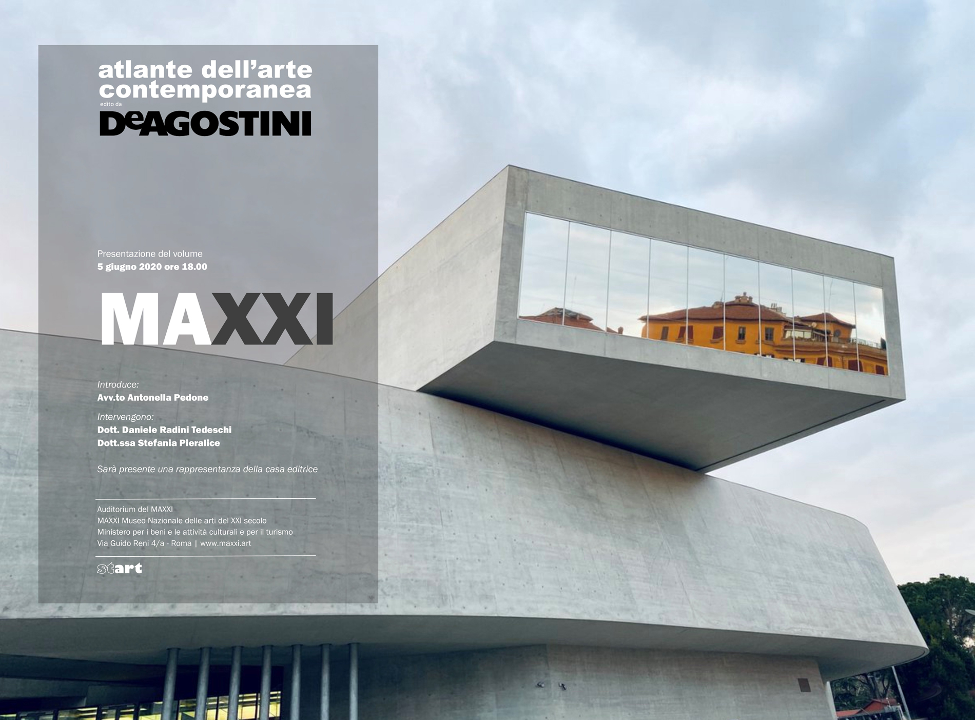 Invito presentazione Atlante dell'Arte edito De Agostini - Maxxi - Roma - Anno 2020